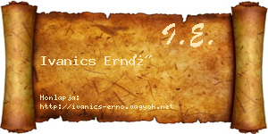 Ivanics Ernő névjegykártya